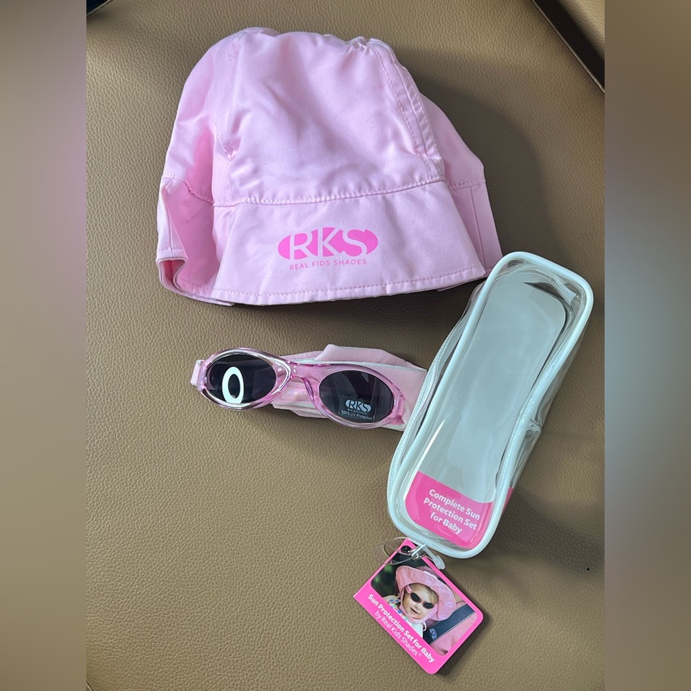Complete Sun Sun Protection Set for Baby Hat & matching sunglasses 🕶️ Pink